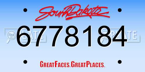 6778184 South Dakota License Plate