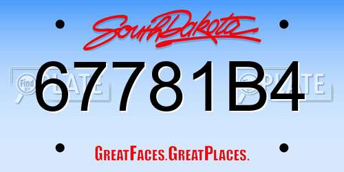 67781B4 South Dakota License Plate