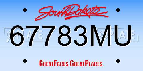 67783MU South Dakota License Plate