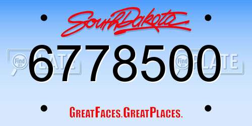 6778500 South Dakota License Plate