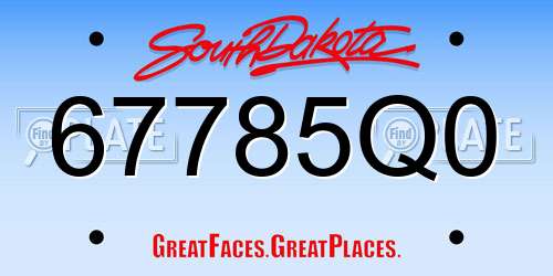 67785Q0 South Dakota License Plate