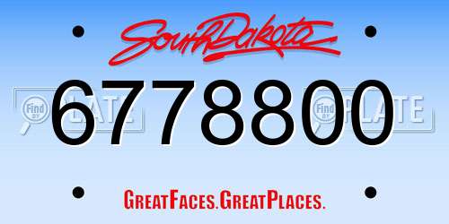 6778800 South Dakota License Plate