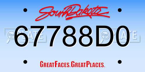 67788D0 South Dakota License Plate