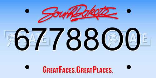 67788O0 South Dakota License Plate