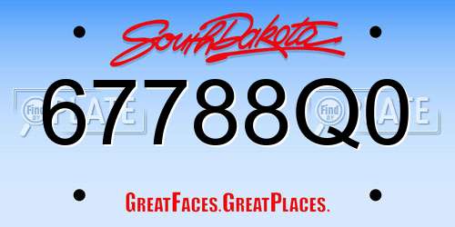 67788Q0 South Dakota License Plate