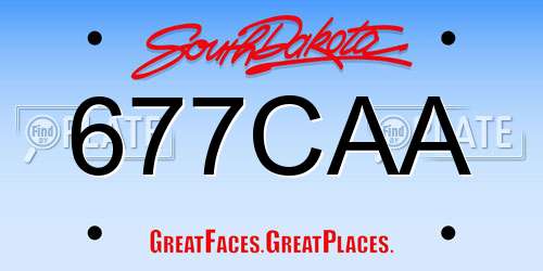 677CAA South Dakota License Plate