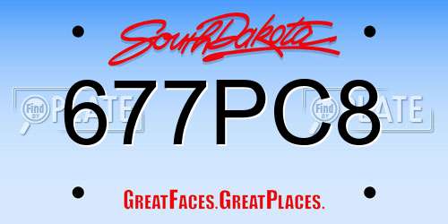 677PC8 South Dakota License Plate