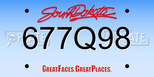 677Q98 South Dakota License Plate