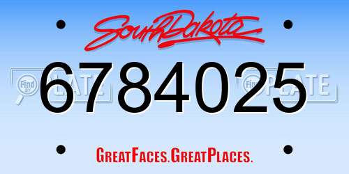 6784025 South Dakota License Plate
