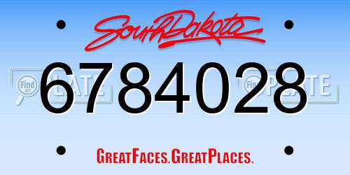 6784028 South Dakota License Plate