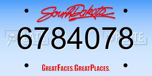 6784078 South Dakota License Plate