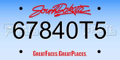 67840T5 South Dakota License Plate