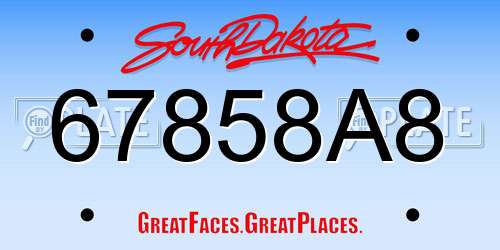 67858A8 South Dakota License Plate