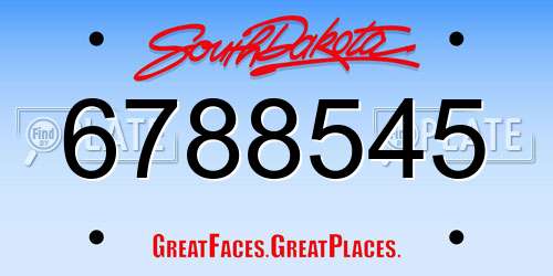 6788545 South Dakota License Plate