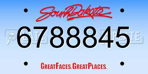 6788845 South Dakota License Plate