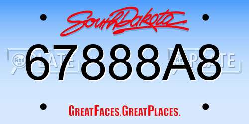 67888A8 South Dakota License Plate