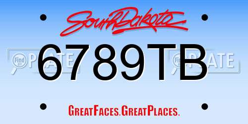 6789TB South Dakota License Plate