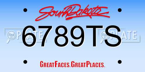 6789TS South Dakota License Plate