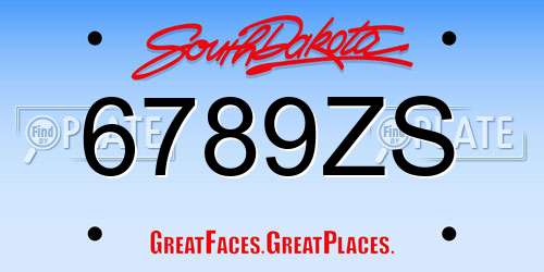 6789ZS South Dakota License Plate
