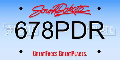 678PDR South Dakota License Plate