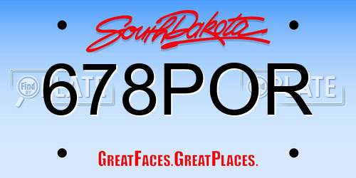 678POR South Dakota License Plate
