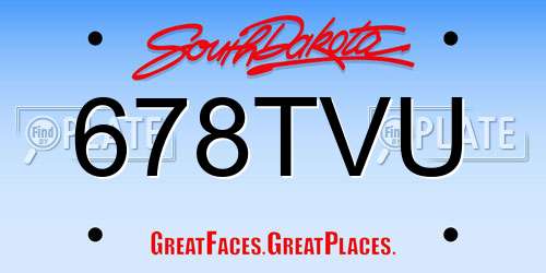 678TVU South Dakota License Plate