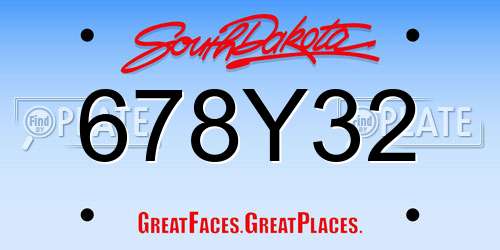678Y32 South Dakota License Plate