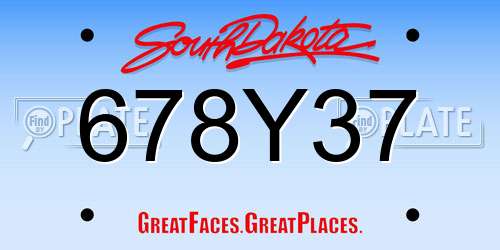 678Y37 South Dakota License Plate