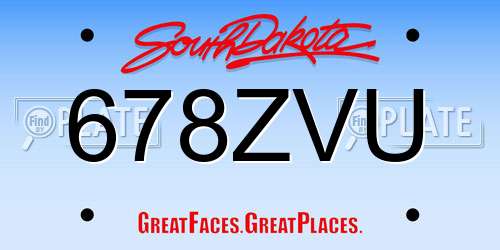 678ZVU South Dakota License Plate