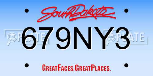 679NY3 South Dakota License Plate