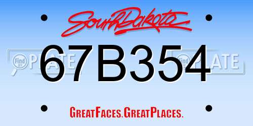 67B354 South Dakota License Plate