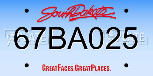 67BA025 South Dakota License Plate