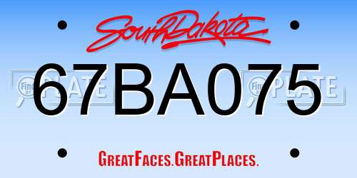 67BA075 South Dakota License Plate