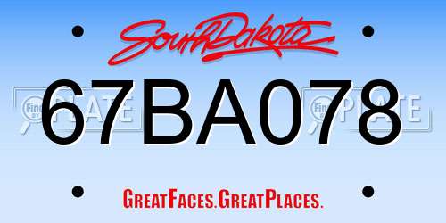 67BA078 South Dakota License Plate