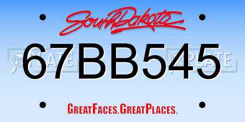 67BB545 South Dakota License Plate