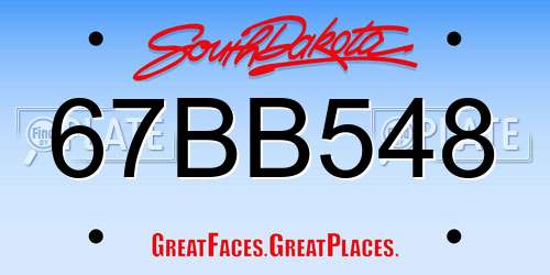 67BB548 South Dakota License Plate