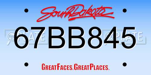 67BB845 South Dakota License Plate