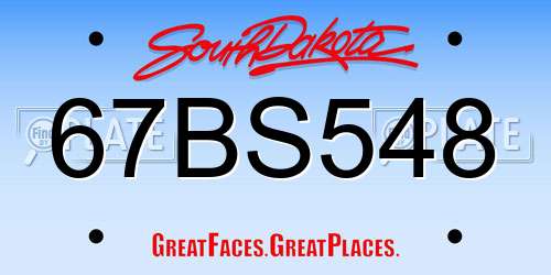 67BS548 South Dakota License Plate