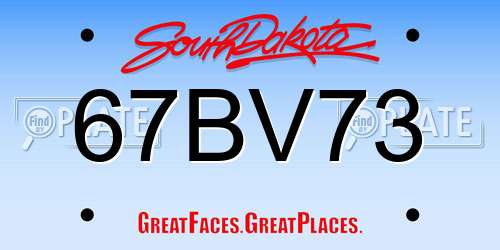 67BV73 South Dakota License Plate