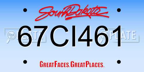 67CI461 South Dakota License Plate