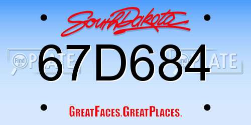67D684 South Dakota License Plate