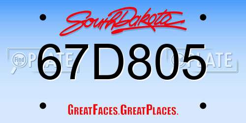 67D805 South Dakota License Plate