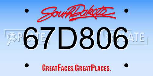 67D806 South Dakota License Plate