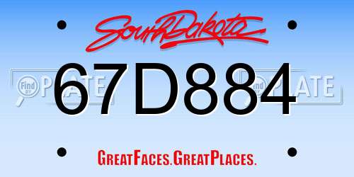 67D884 South Dakota License Plate