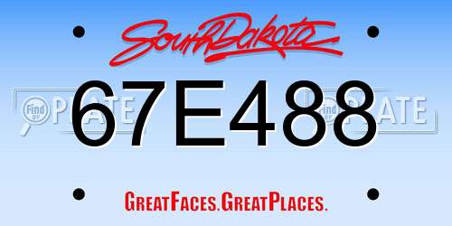 67E488 South Dakota License Plate