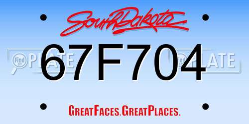 67F704 South Dakota License Plate