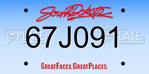 67J091 South Dakota License Plate