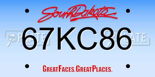 67KC86 South Dakota License Plate