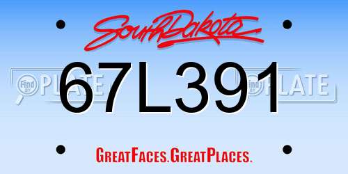 67L391 South Dakota License Plate