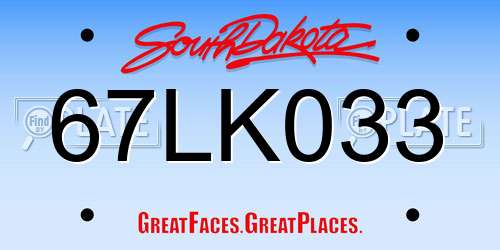 67LK033 South Dakota License Plate